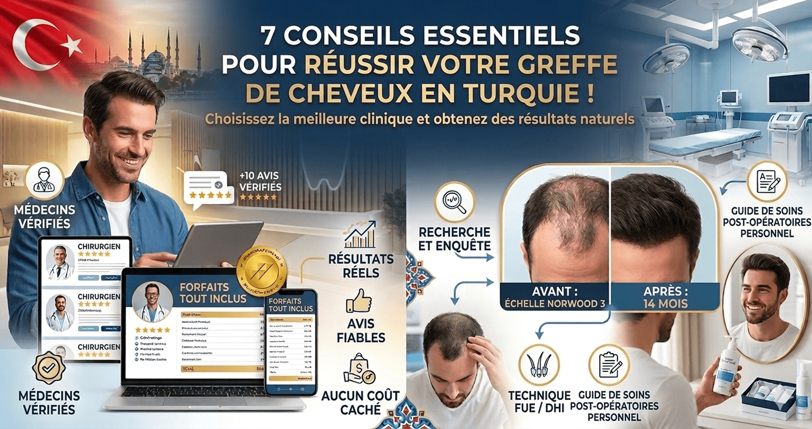 Comment choisir une clinique de greffe de cheveux en Turquie : 7 choses que vous devez vérifier